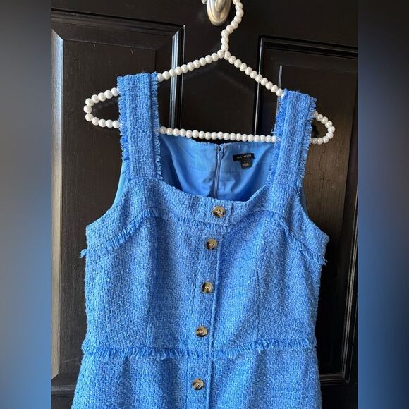 Ann Taylor Blue Tweed Sleeveless Dress Size 6 - Picture 2 of 9
